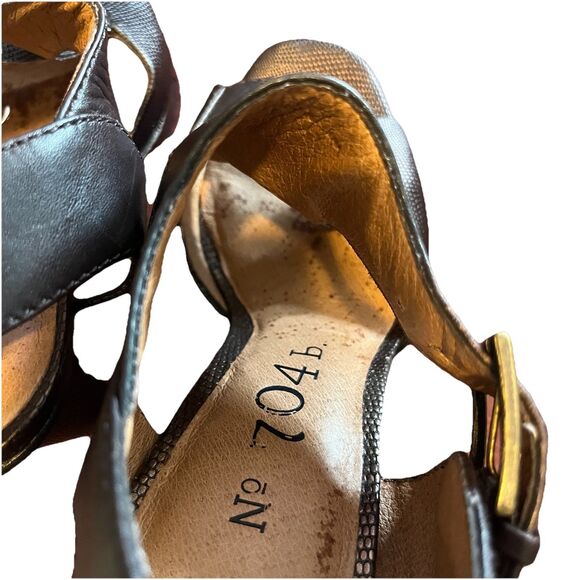 Anthropologie No 704b Vanya Brown Leather Python T Ankle Strap Pumps Shoes 5.5 - Picture 6 of 9